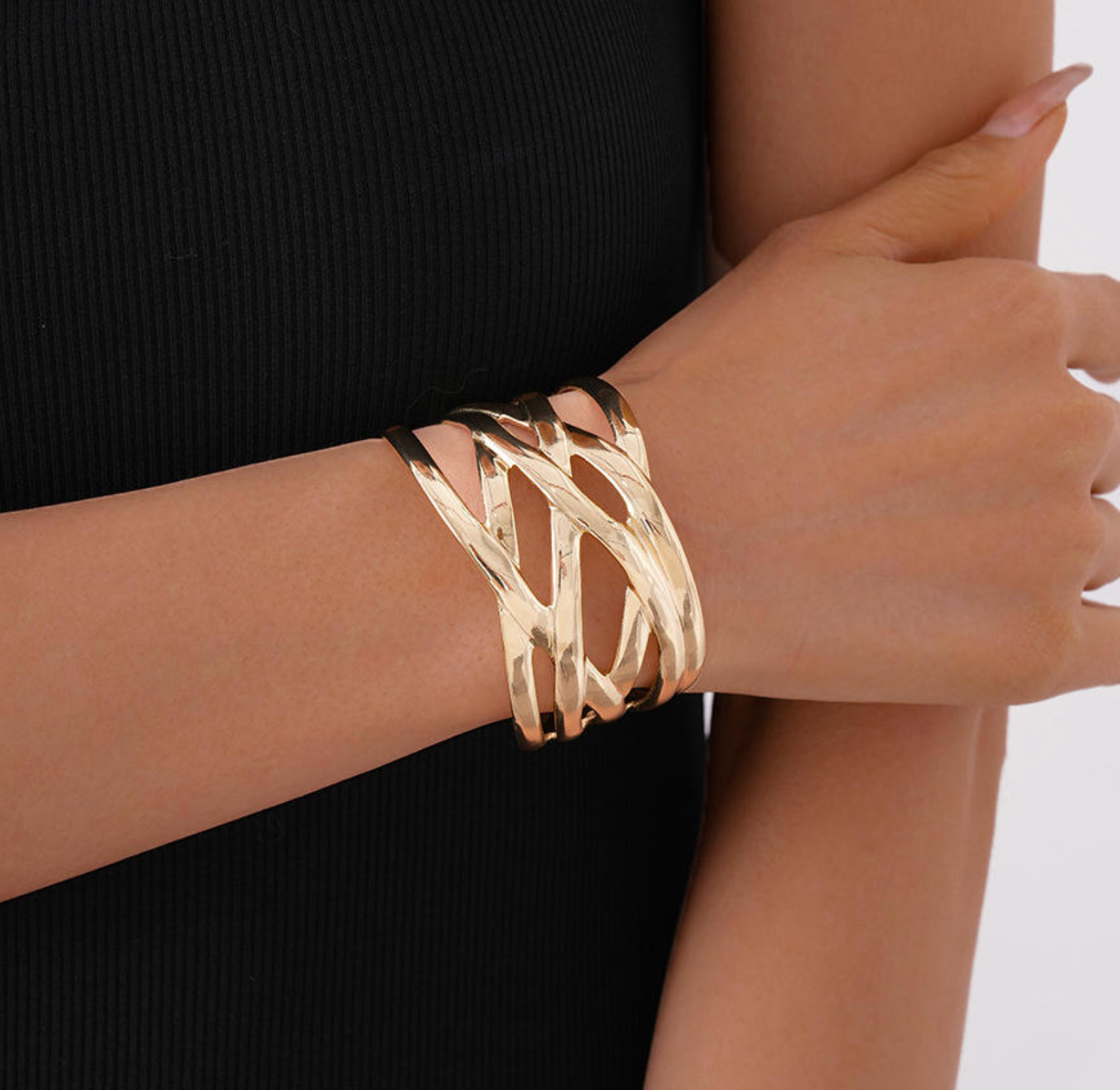 Irregular Multi-Layer Interlocking Statement Bracelet