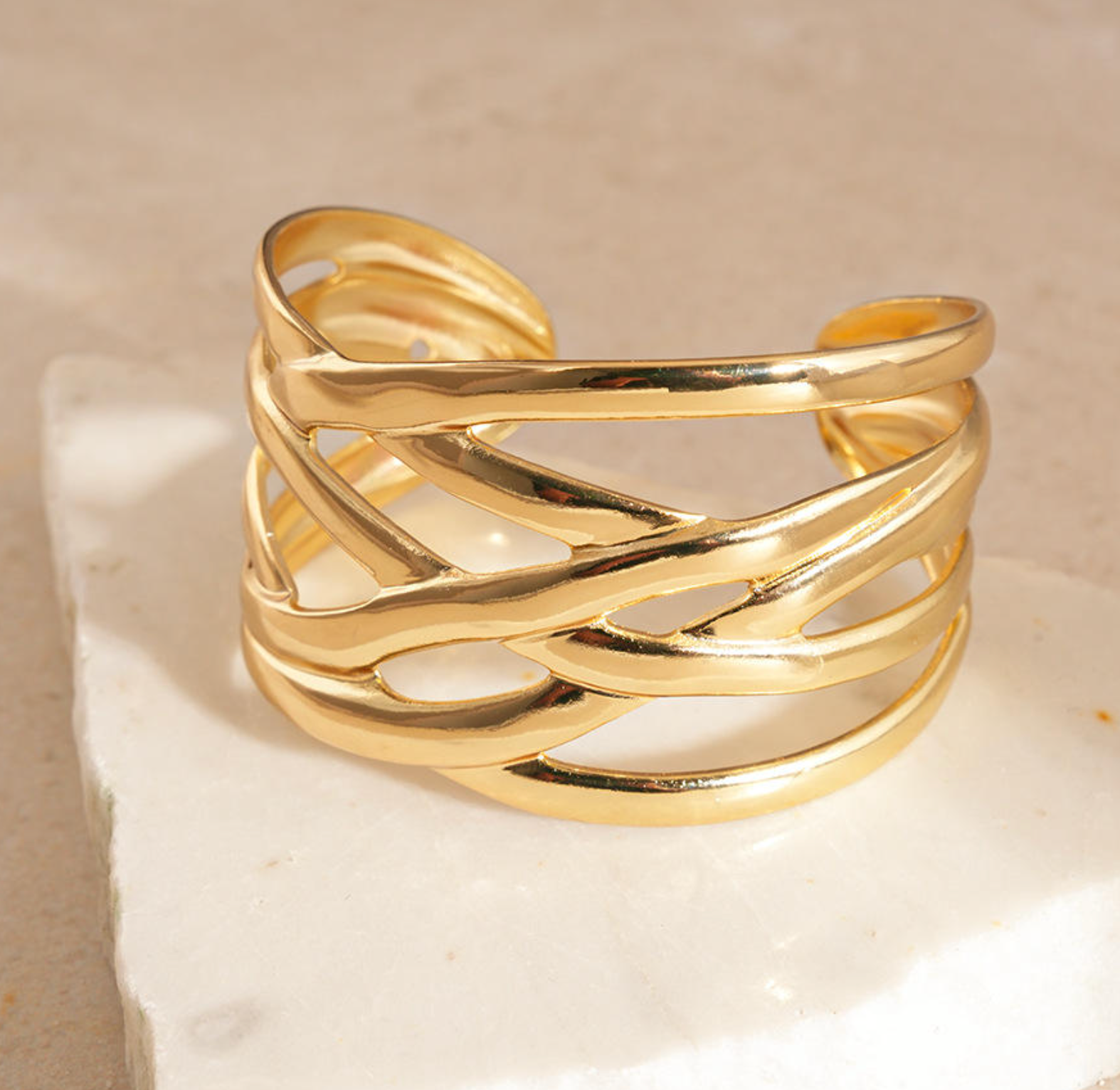 Irregular Multi-Layer Interlocking Statement Bracelet
