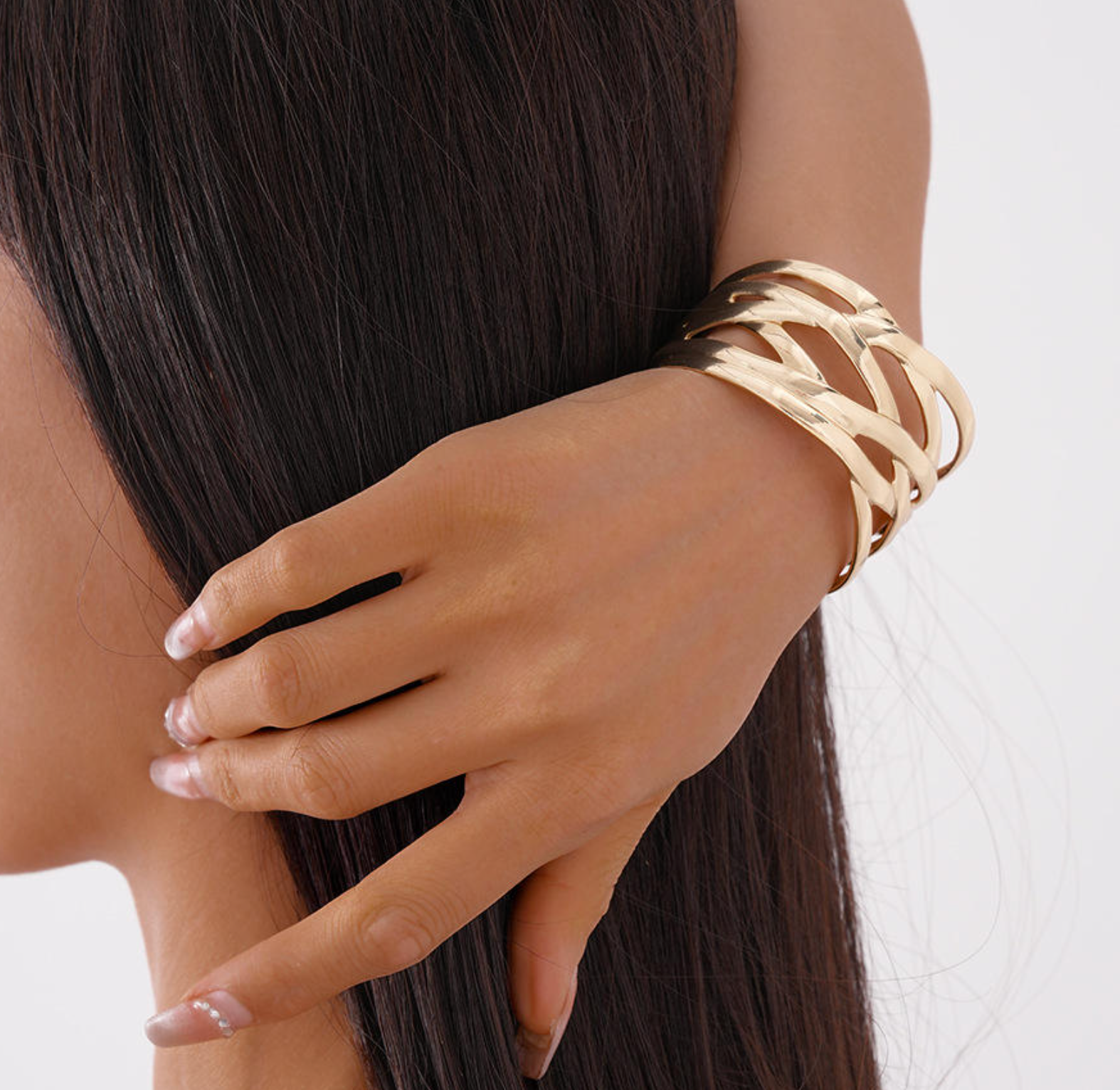 Irregular Multi-Layer Interlocking Statement Bracelet
