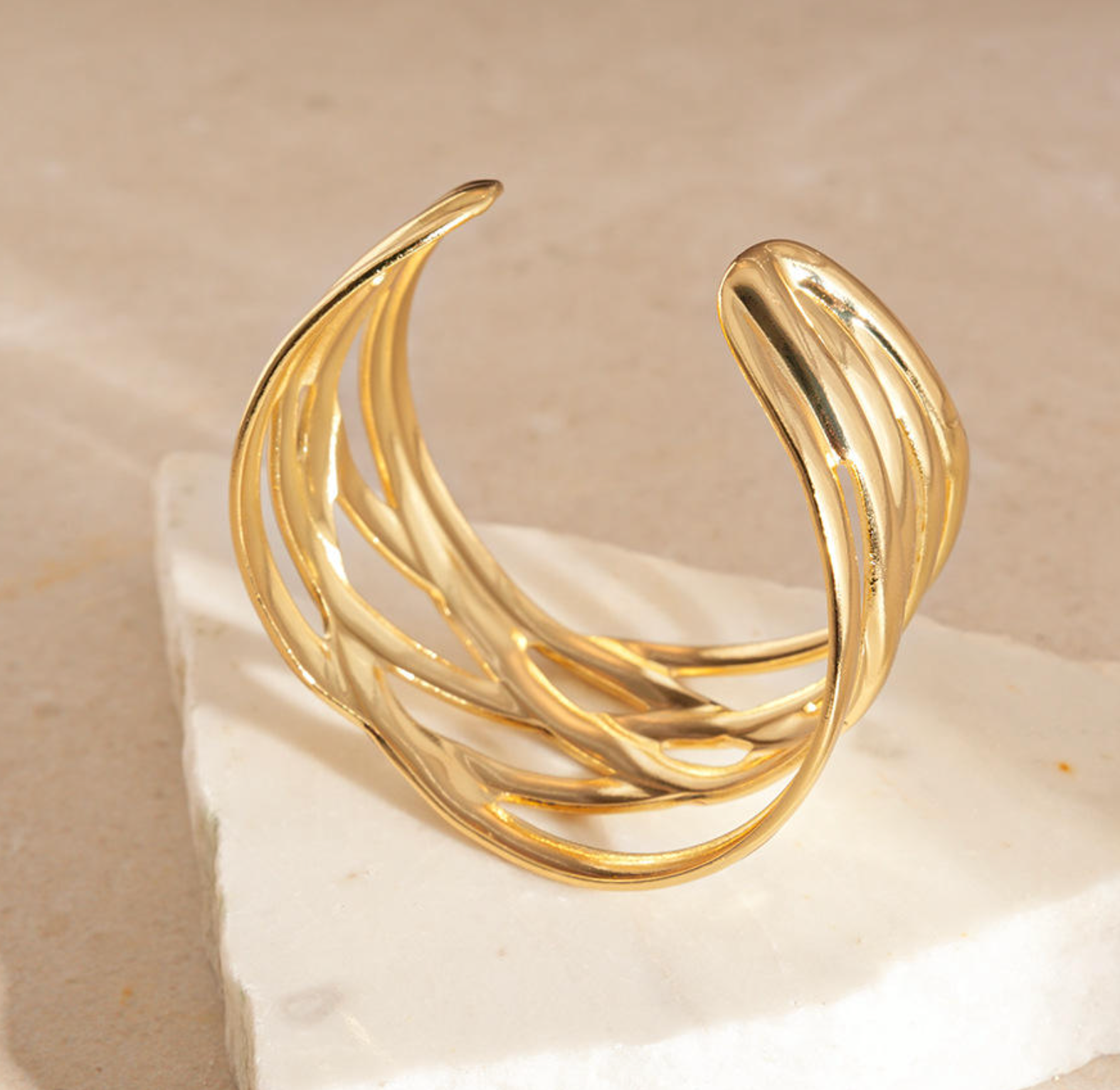 Irregular Multi-Layer Interlocking Statement Bracelet