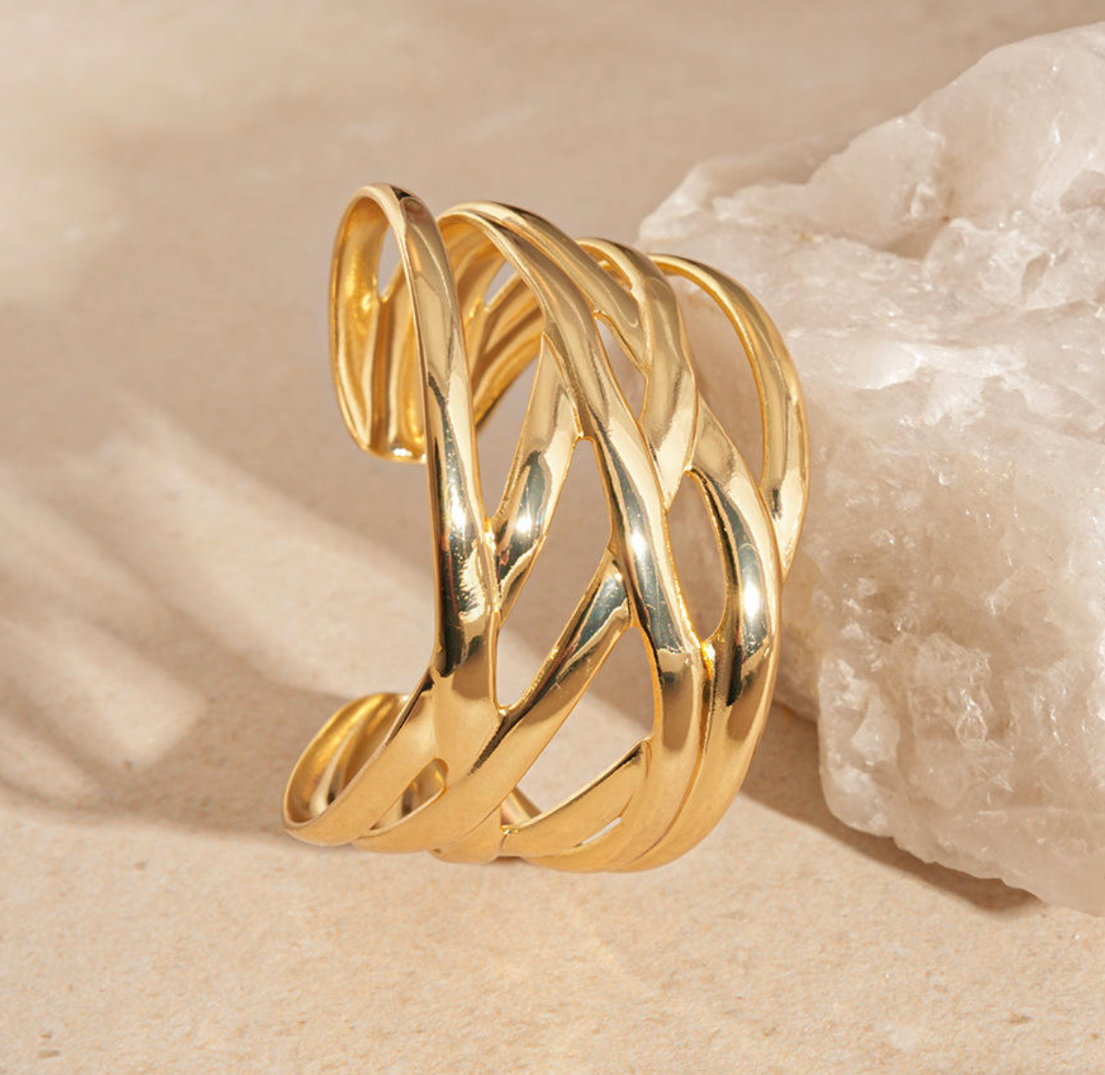Irregular Multi-Layer Interlocking Statement Bracelet