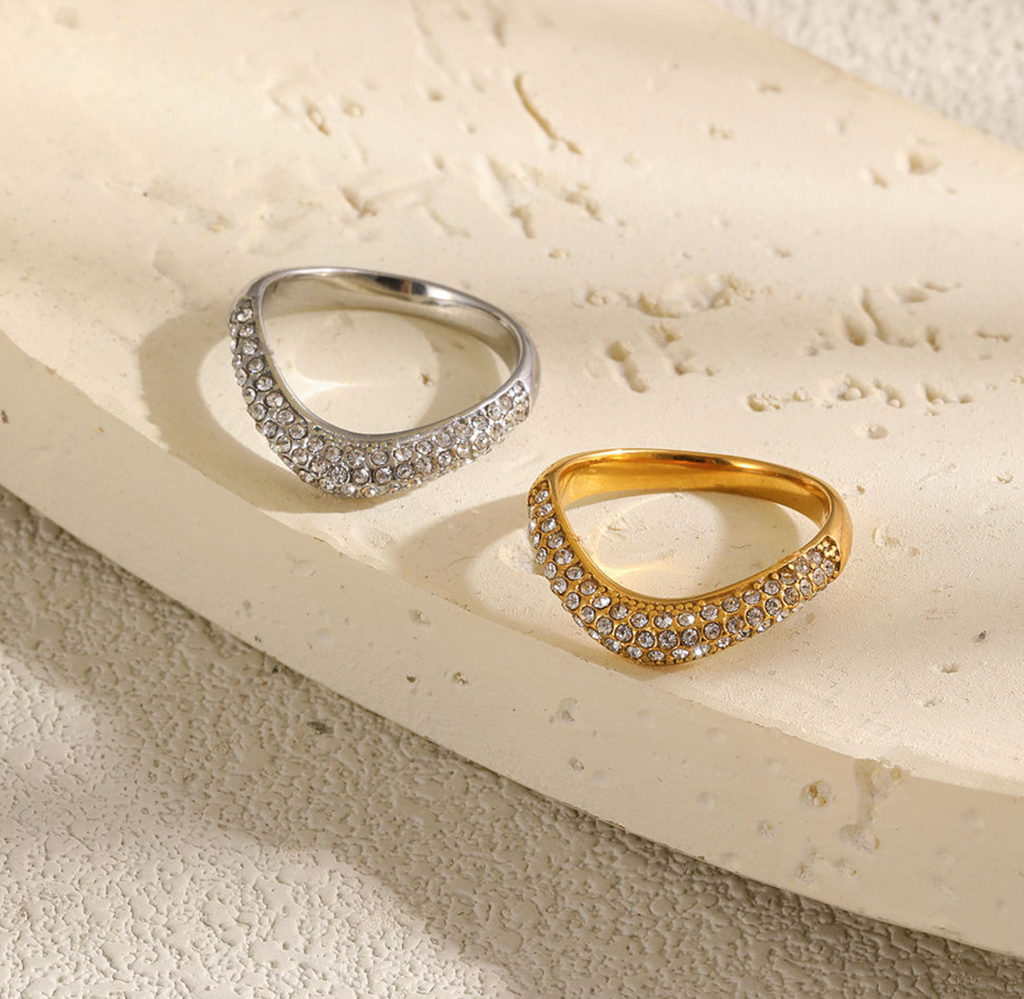 Stainless Steel Diamond Ring – Elegant