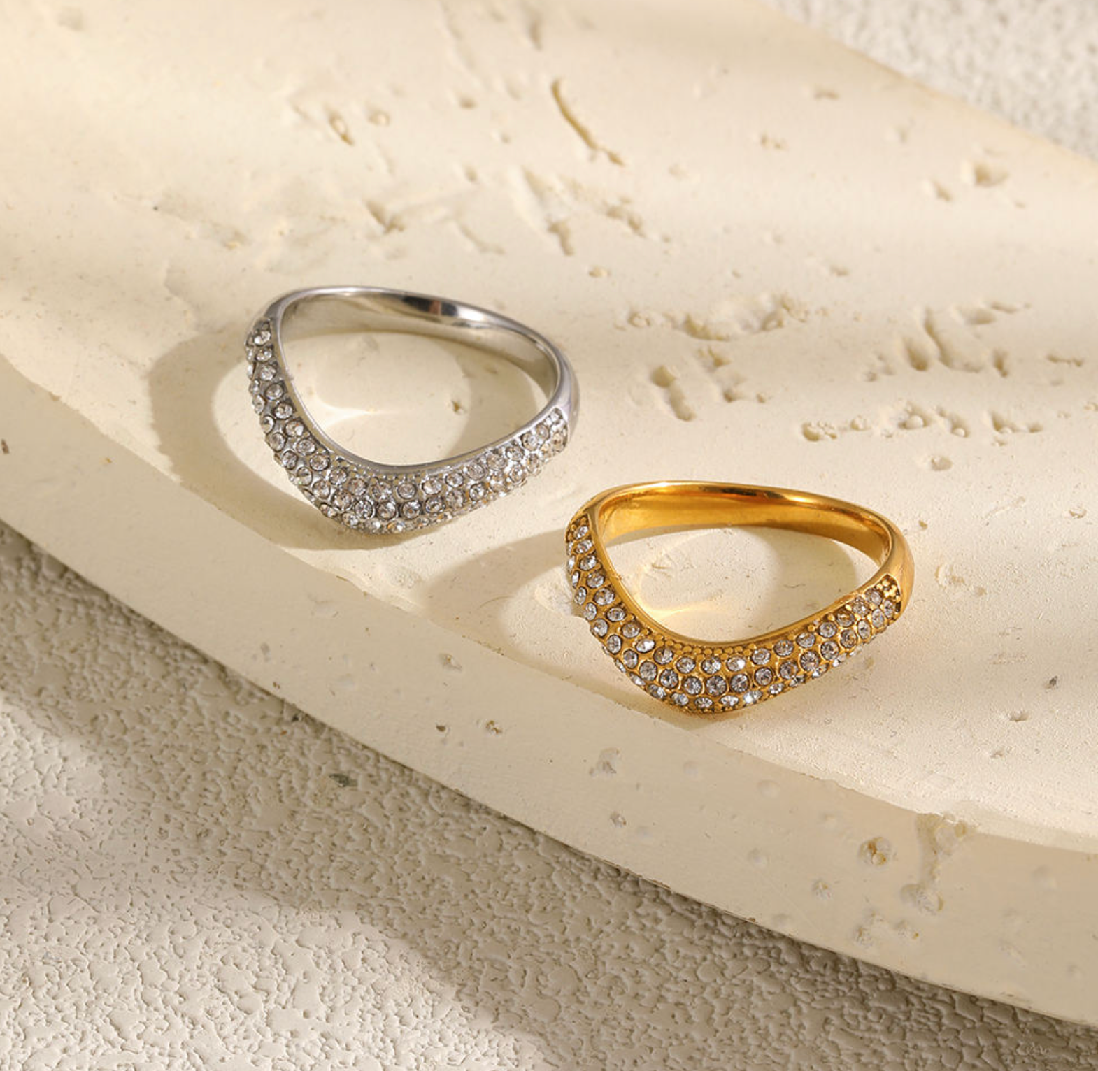 Stainless Steel Diamond Ring – Elegant