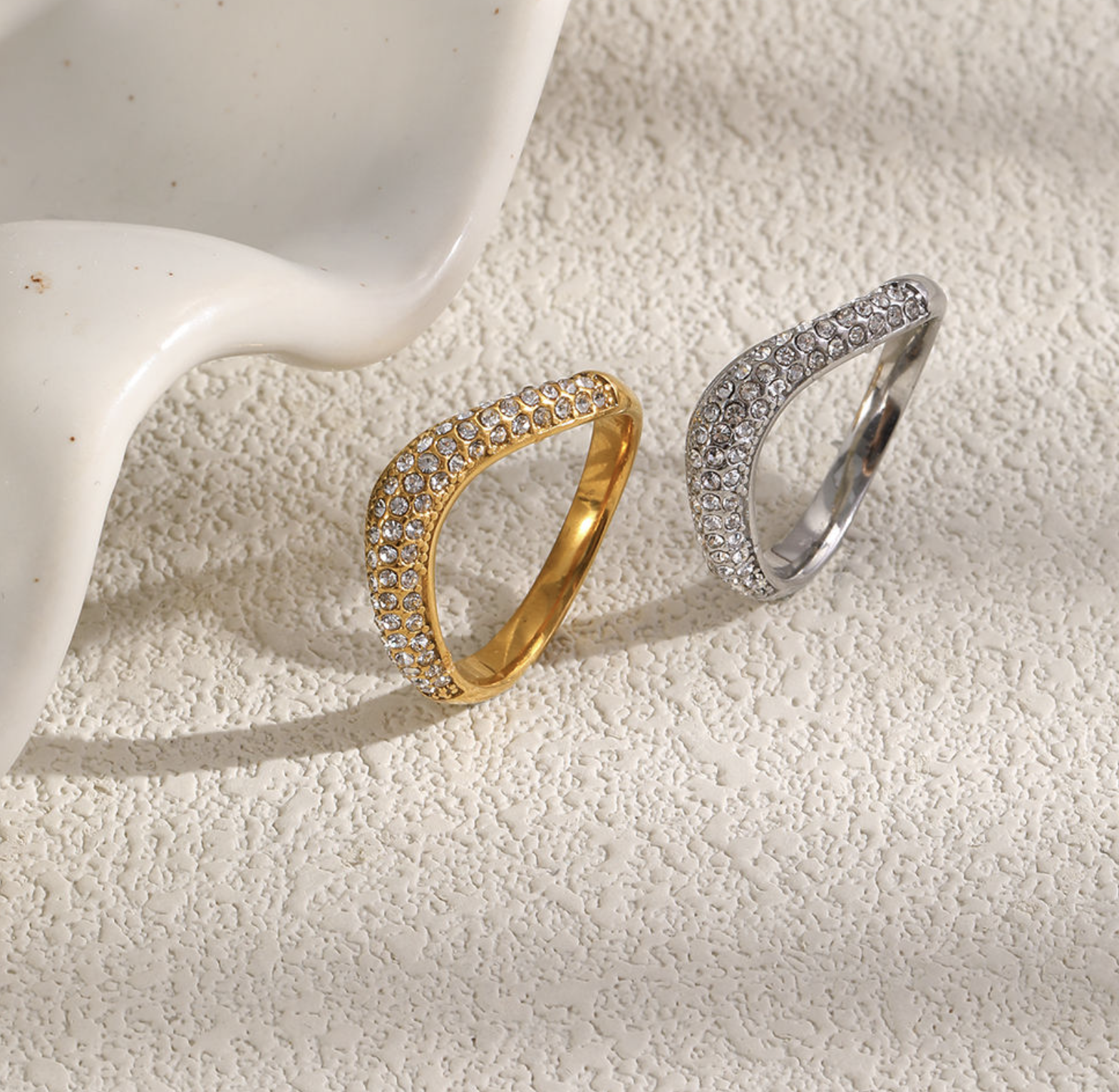 Stainless Steel Diamond Ring – Elegant