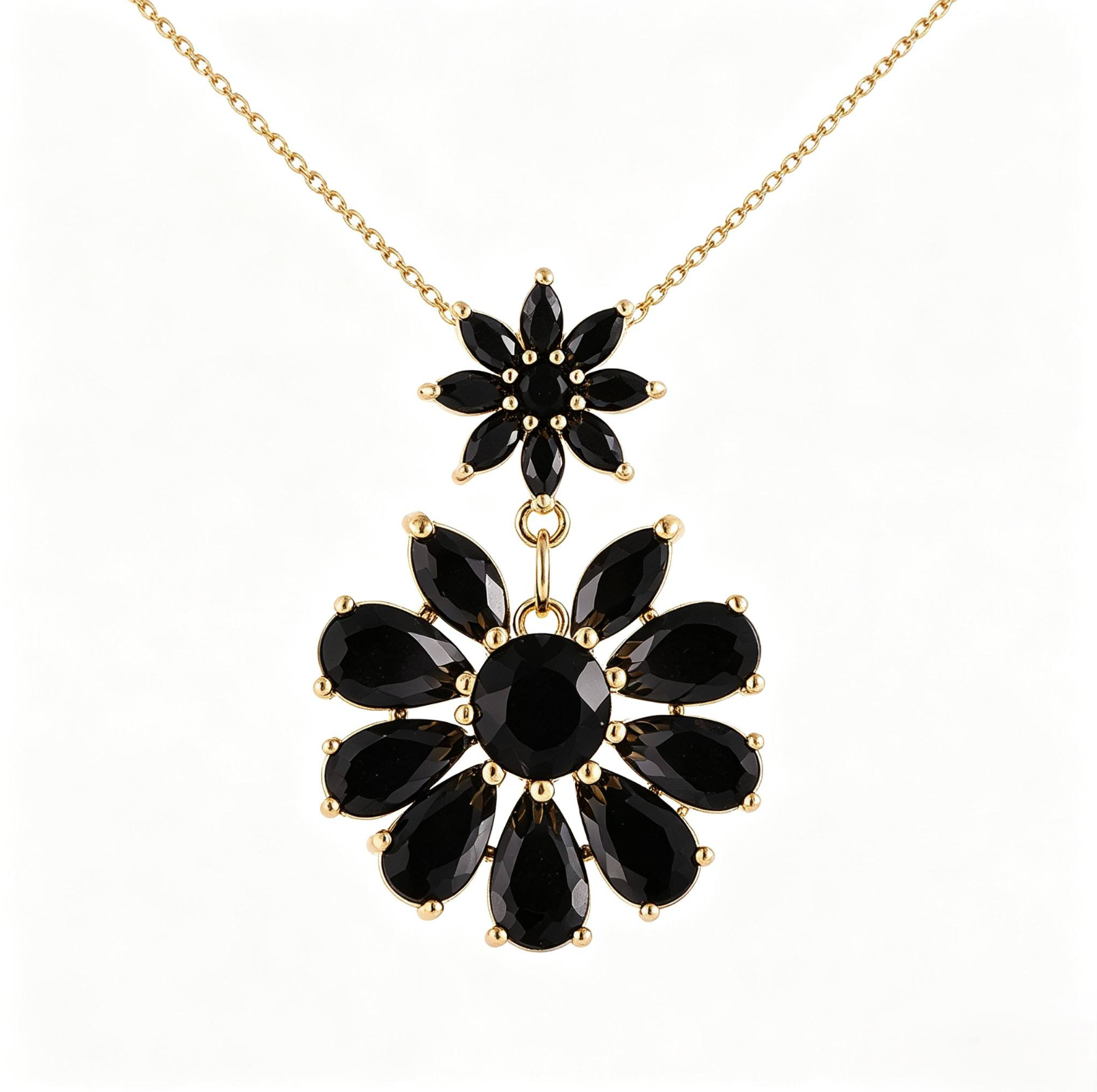 Elegant Double Bloom Pendant Necklace