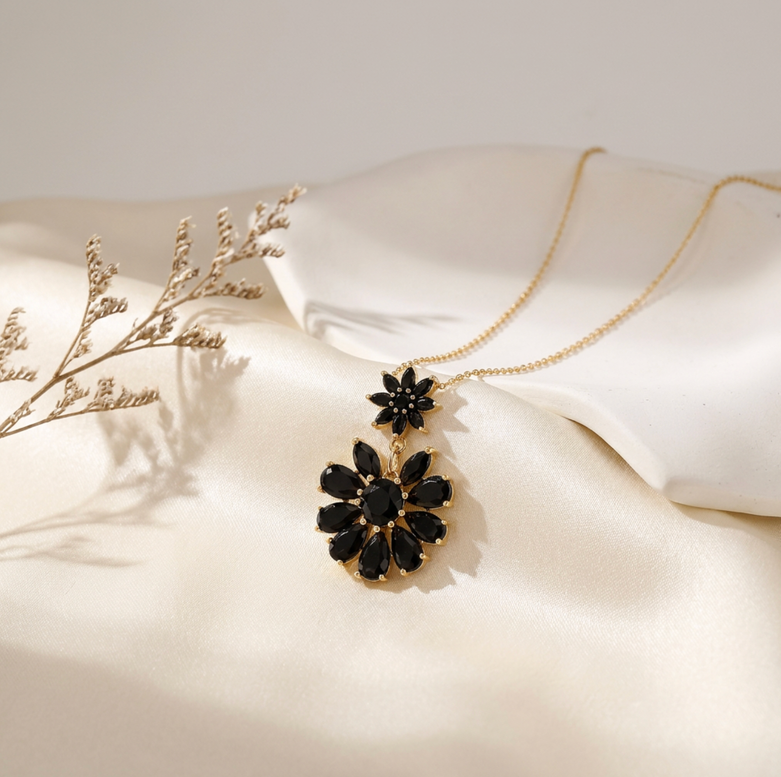 Elegant Double Bloom Pendant Necklace