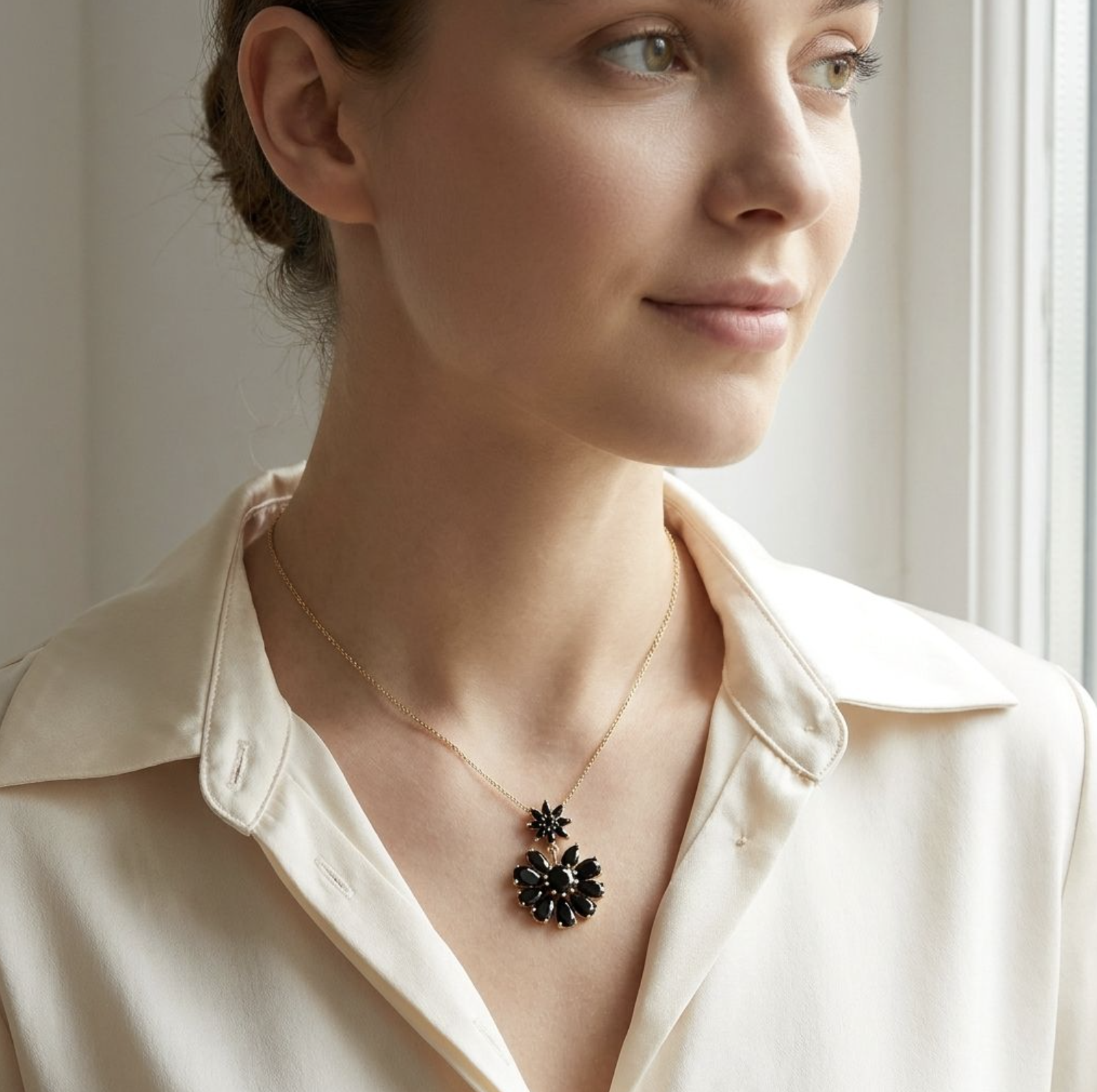 Elegant Double Bloom Pendant Necklace