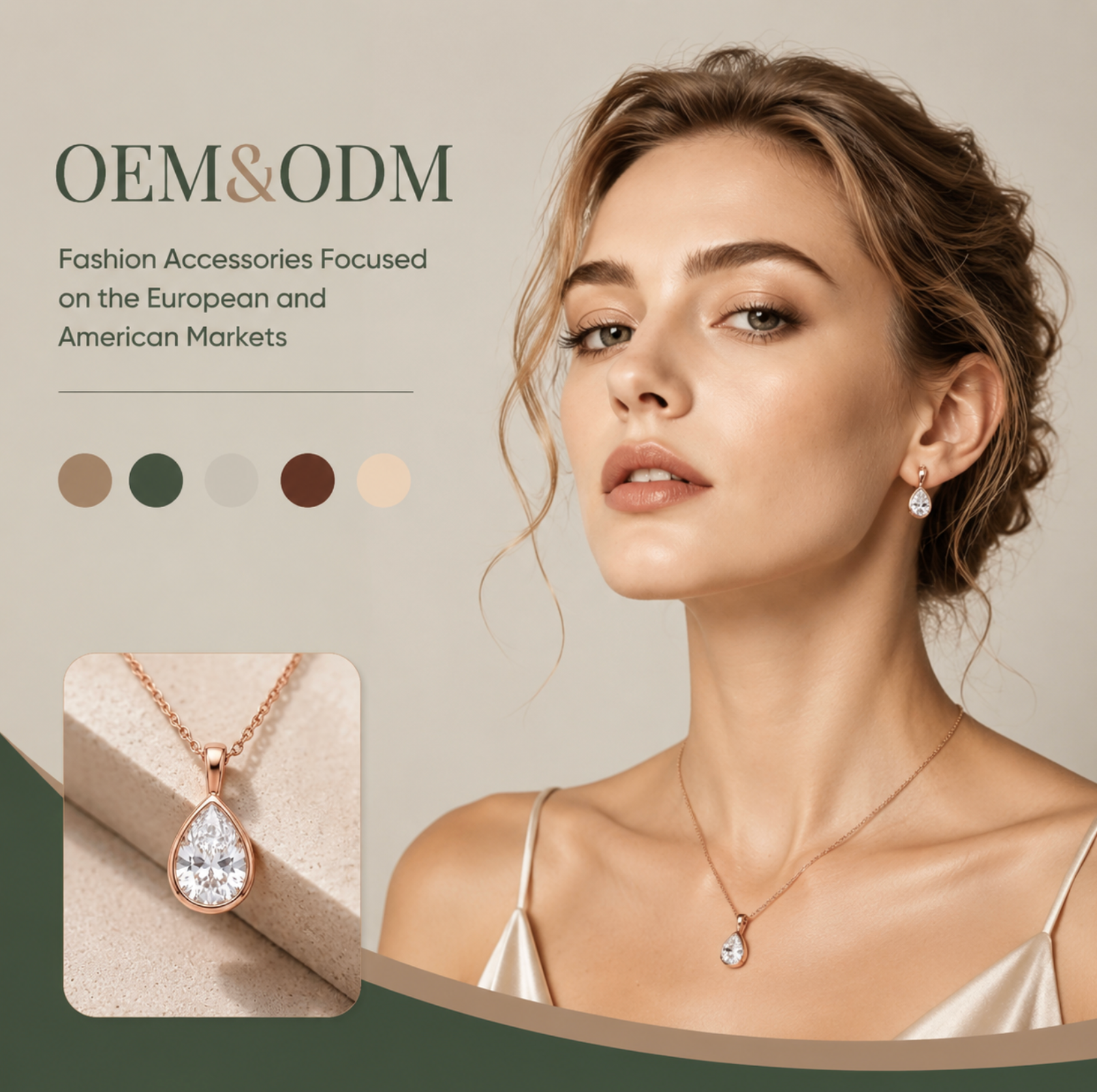Teardrop Zircon Pendant Necklace