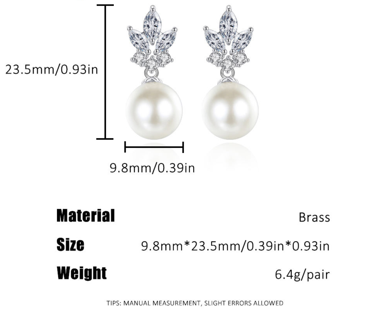 Leaf Marquise Zircon & Pearl Dangle Earrings