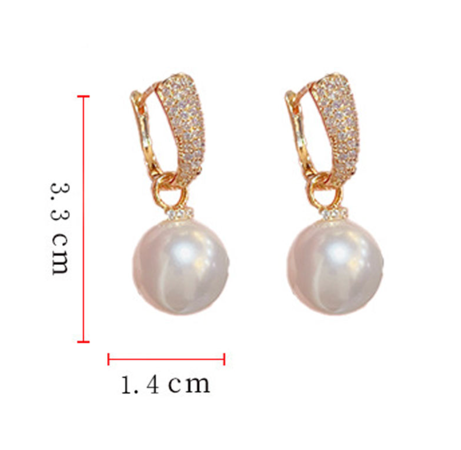Sparkling CZ Pearl Huggie Hoop Earrings