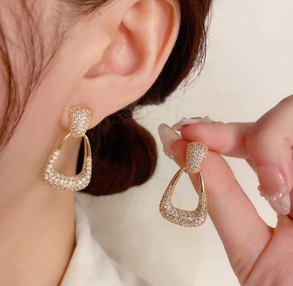 Retro Geometric Bohemian Crystal Drop Earrings