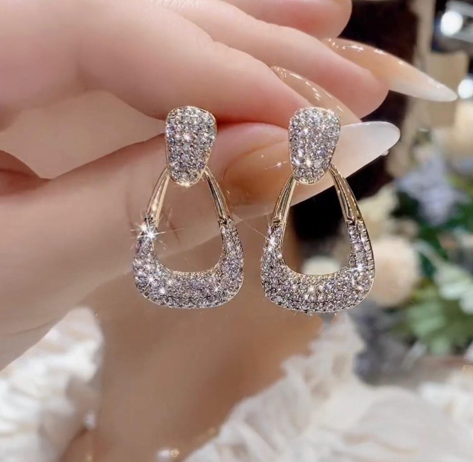 Retro Geometric Bohemian Crystal Drop Earrings