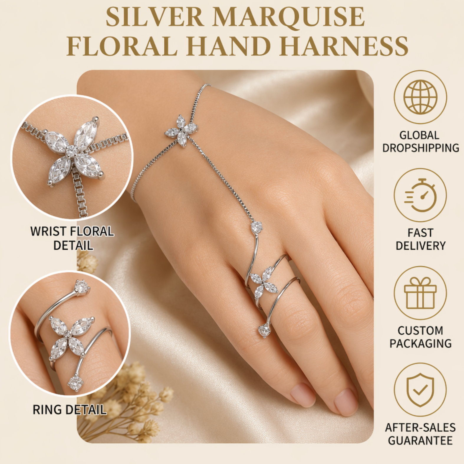 Elegant Silver-Plated Butterfly Hand Chain Bracelet