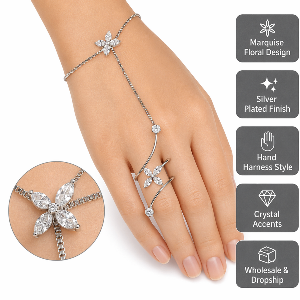 Elegant Silver-Plated Butterfly Hand Chain Bracelet