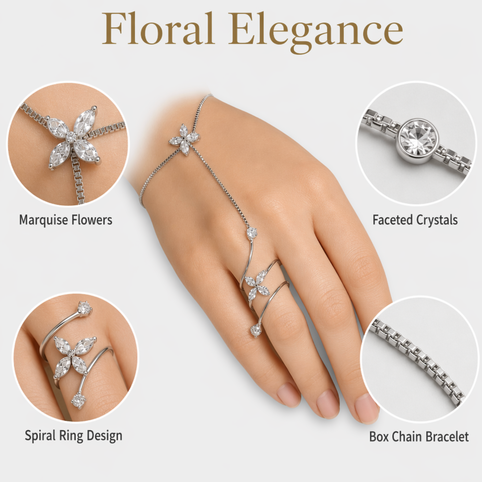 Elegant Silver-Plated Butterfly Hand Chain Bracelet